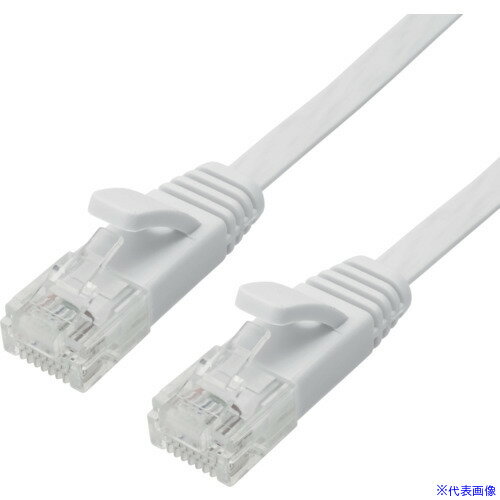 ■HORIC LANケーブル UTP カテゴリー6A フラット 5m ホワイト LC50038FW(6991675)[送料別途お見積り][法..
