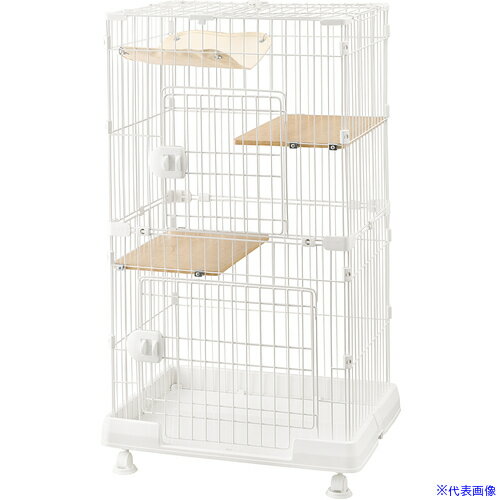 ■IRIS 291445 ミニキャットケージ ハンモック付き マットホワイト PMCC115HW(6991731)[法人限定][外直..
