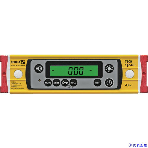 オレンジブック トラスコ中山　TRUSCOKDS デジタル水平器 IP67 230mm 〔品番:TECH196DL23〕[ 注番:6993661]特長●業界最高水準の保護等級IP67です。●高耐久で校正不要です。●落としても精度が狂いにくい構造です。●バックライト機能付です。●見やすい大型デジタル表示です。用途●水平・垂直・角度・勾配・立ち上がりの測定に。●薄暗い場所での測定に。仕様●長さ(mm)：230●高さ(mm)：60●厚さ(mm)：30●マグネット：なし●最小表示：角度0.05°、勾配0.1%、立ち上がり1mm/m●デジタル表示部精度：水平垂直±0.05°、水平垂直以外±0.1°●気泡管精度：気泡管無●電源：単3形アルカリ乾電池2本●保護等級：IP67●気泡管数：無、デジタル表示ディスプレイ数：正面×1／上部×1仕様2●角度、勾配、立ち上がりを測定●ホールド機能●ゼロ設定●シグナル音設定●デジタル表示自動反転●キーロック設定●デジタル表示部精度：水平垂直±0.05°、水平垂直以外±0.1°材質/仕上●本体：アルミ合金●気泡管：アクリル樹脂（PMMA)セット内容/付属品●ソフトケース注意原産国（名称）ドイツJANコード4954183176792本体質量400gオレンジブック トラスコ中山　TRUSCOKDS デジタル水平器 IP67 230mm 〔品番:TECH196DL23〕[注番:6993661][本体質量：400g]《包装時基本サイズ：65×265×56》〔包装時質量：471g〕分類》測定・計測用品》測量用品》水平器☆納期情報：仕入れ先通常在庫品 (欠品の場合有り)