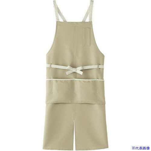 ■サンペックス エプロン 飲食店 カフェ 作業用 ベージュ L CA1413L(7003517)[送料別途お見積り][法人限..