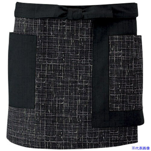 ■サンペックス 前掛け エプロン ショート丈 和食 作業用 ブラック F JA1838F(7005134)[送料別途お見積..