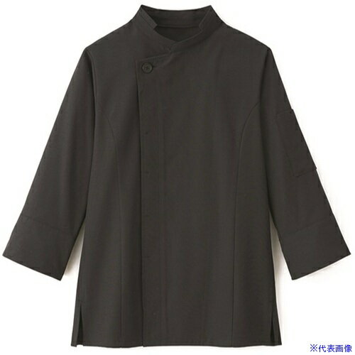 ■サンペックス 長袖 飲食店 ユニフォーム ショップコート ホール キッチン ブラック M SJAU1812B9M(7006711)[送料別途お見積り][法人限定][掲外取寄]