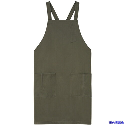 ■サンペックス エプロン 飲食店 カフェ 作業用 カーキ F SBPU1925H3F(7006774)[送料別途お見積り][法人..