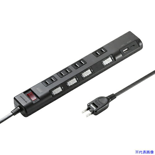 ■SANWA タップ 節電タップ TAPB107UC3BK(7010098)[法人限定][外直送元]