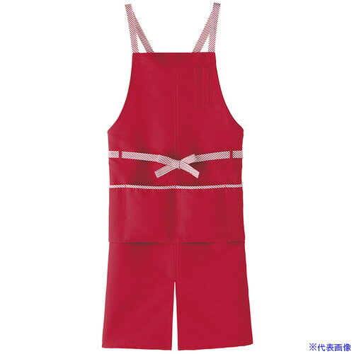 ■サンペックス エプロン 飲食店 カフェ 作業用 レッド M CA1415M(7011472)[送料別途お見積り][法人限定..