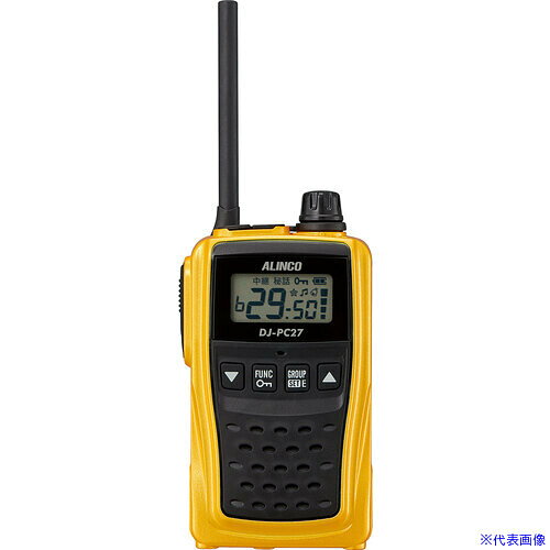 オレンジブック トラスコ中山　TRUSCOALINCO 特定小電力トランシーバー イエロー 〔品番:DJPC27YA〕[ 注番:7319995]特長●本体スピーカー出力最大1Wを実現しました。●通話距離の拡張可能な中継器にも対応しております。●市販の単三形アルカリ乾電池3本で約60時間使用可能です。●オプション品は全て旧シリーズDJ-PB20と共通です。●本体IP54等級の防塵防沫仕様です。用途●工事現場、工場、学校施設、飲食店の連絡用に。仕様●色：イエロー●幅(mm)：54.8●奥行(mm)：29.2●高さ(mm)：94●アンテナ長(mm)：70●適合中継器：DJ-P102R/P114R/P116R●市街地通話距離(km)：0.2●郊外通話距離(km)：0.5●電源：アルカリ単三乾電池3本or専用リチウムイオンバッテリー(EBP70)●送信出力：10mW/1mW●通話方式：交互通話20ch/中継交互通話27ch仕様2●特定小電力トランシーバー●単三形アルカリ乾電池3本でも使用可能材質/仕上●ポリカーボネートセット内容/付属品●ベルトクリップ●簡易取扱説明書●保証書(1年)注意原産国（名称）フィリピンJANコード4969182362411本体質量100gオレンジブック トラスコ中山　TRUSCOALINCO 特定小電力トランシーバー イエロー 〔品番:DJPC27YA〕[注番:7319995][本体質量：100g]《包装時基本サイズ：52×70×75》〔包装時質量：174g〕分類》安全用品》安全用品》トランシーバー☆納期情報：メーカー取り寄品（弊社より発送）