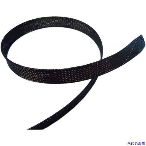 ■デンカエレクトロン 耐熱網組チューブ 黒 自然折径幅19.0mm 1m×1本 FLH191(7328870)[送料別途お見積り][法人限定][掲外取寄]