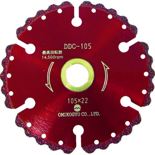 オレンジブック トラスコ中山　TRUSCO大見 コンクリート用溶着ダイヤカットソー 外径105mm 〔品番:DDC105〕[ 注番:7565691]特長●溶着ダイヤ刃と特殊刃形でコンクリート、窯業サイディングなどの硬質材料に適しており、鋭い切れ味が特長です。●樹脂系の硬質材料も切断できます。用途●コンクリート、ブロック、エコカラット、窯業サイディング、瓦、ゴム、FRPなどの切断に。仕様●外径(mm)：105●刃厚(mm)：2.0●穴径(mm)：22●チップ高さ(mm)：4.5●付属リング穴径(mm)：15、20●最高使用回転数(rpm)：14500●厚さ(mm)：2.0仕様2●乾式材質/仕上●台金:ばね鋼材●チップ：溶着ダイヤセット内容/付属品注意原産国（名称）中国JANコード4993452202428本体質量112gオレンジブック トラスコ中山　TRUSCO大見 コンクリート用溶着ダイヤカットソー 外径105mm 〔品番:DDC105〕[注番:7565691][本体質量：112g]《包装時基本サイズ：145×125×10》〔包装時質量：112g〕分類》電動・油圧・空圧工具》切断用品》ダイヤモンドカッター☆納期情報：仕入れ先通常在庫品 (欠品の場合有り)