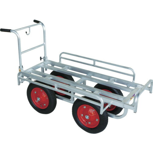 オレンジブック トラスコ中山　TRUSCOHARAX アルミ製運搬車 愛菜号 13×3Nノーパンクタイヤ 積載面1100〜1250×420〜620mm 〔品番:CH1334N〕[ 注番:7631448]特長●13×3T（直径36cm）を使用のため、悪路での走行に最適です。●タイヤの直径が約36cmと大きく、荷台面が約42cmと高いため、腰をあまり曲げなくても収穫物をコンテナに入れられます。用途●コンテナなどの運搬に仕様●均等荷重(kg)：150●長さ(mm)：1330〜1480●幅(mm)：452〜652●高さ(mm)：720〜890●ハンドル高さ(mm)：720〜890●キャスター径(mm)：キャスター無し●適合ストッパー：キャスター無し●付属ストッパー：ストッパーなし●積載面寸法(mm)長さ：1100〜1250●積載面寸法(mm)幅：420〜620●タイヤタイプ：13×3Nノーパンク（TR13×3N)●騒音値(dB)：そのような設定はないです仕様2●組立式●荷台面高さ420mm●4輪固定式●16×3Nノーパンクタイヤ●積載重量150kg材質/仕上●本体:アルミ合金セット内容/付属品注意原産国（名称）日本JANコード4939356398416本体質量15.9kgオレンジブック トラスコ中山　TRUSCOHARAX アルミ製運搬車 愛菜号 13×3Nノーパンクタイヤ 積載面1100〜1250×420〜620mm 〔品番:CH1334N〕[注番:7631448][本体質量：15.9kg]《包装時基本サイズ：1200×545×500》〔包装時質量：16kg〕分類》搬送機器》運搬台車》アルミ製運搬車☆納期情報：仕入れ先通常在庫品 (欠品の場合有り)