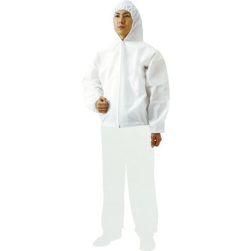 ■TRUSCO 不織布使い捨て保護服フード付ジャンバー Sサイズ TPCFS(7638124)