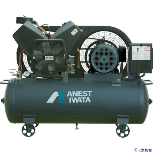 ■アネスト岩田 レシプロコンプレッサ(タンクマウント・オイルフリータイプ)60Hz モーター出力7.5kW TFP75CF10M6(7695331)[法人限定][直送元]