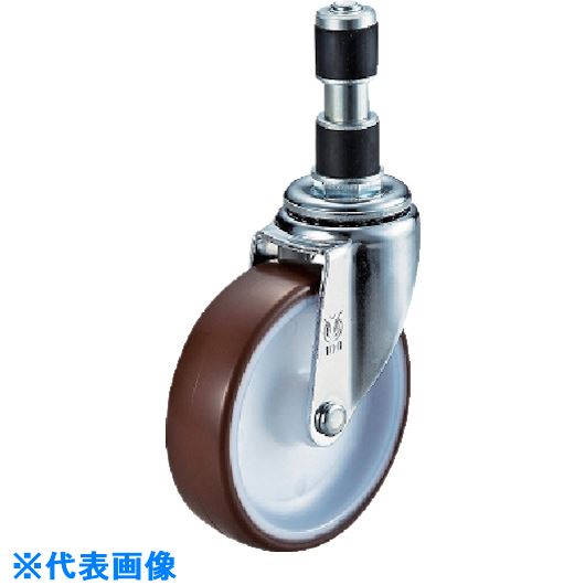 ■ユーエイ 差し込み式 自在 キャスター ウレタン 車輪径100mm Eタイプ ETF型 パイプ径22 ETF100UHF22(8093331)[送料別途お見積り][法人限定][掲外取寄]