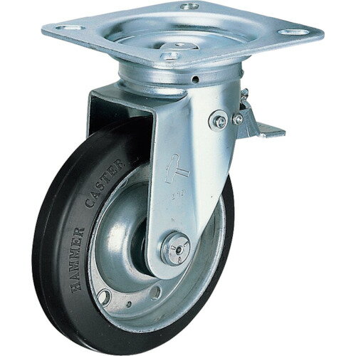 ■ハンマー スイッチキャスター ゴム車輪(ローラーベアリング)100mm 400F0SRB100(8140783)[送料別途お見積り][法人限定][掲外取寄]