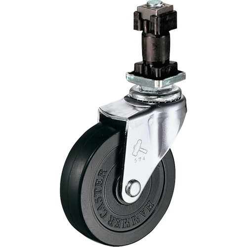 ■ハンマー 差し込み式 プラグ 自在 キャスター パイプ角25mm ゴム車 75mm 軽荷重 4204ENR75(8141209)[送料別途お見積り][法人限定][掲外取寄]