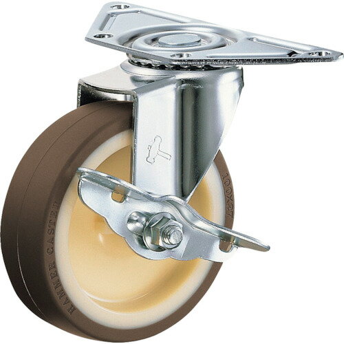 ■ハンマー Eシリーズコーナー 旋回式ウレタン車輪(ナイロンホイール)125mm ストッパー付 215EUR125(8141826)[送料別途お見積り][法人限定][掲外取寄]