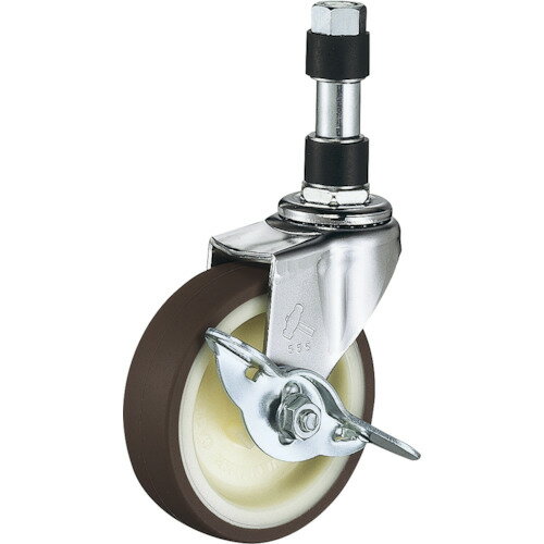 ■ハンマー パイプ差込み旋回式ウレタン車輪(ナイロンホイル)65mm φ18用 ストッパー付 4152EXUR65(8142498)[送料別途お見積り][法人限定][掲外取寄]