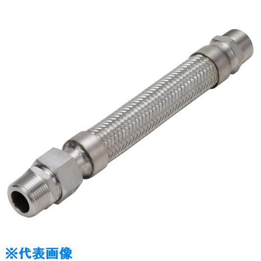 ■NFK ニップル×オスユニオン式フレキシブルホース 継手SUS304(ALLSUS304) 40A×600L NK1500X2000MSUS30440A600L(8171999)[送料別途見積り][法人・事業所限定][掲外取寄]