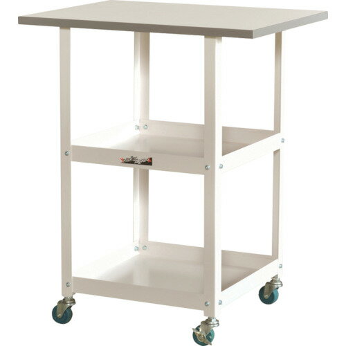 ■ヤマテック 補助作業台 天板付き150ワゴン 低圧メラミン天板 棚板2段仕様 W600×D450×H738mm シルキーホワイト HTC6045W(8178106)[法人限定][直送元]