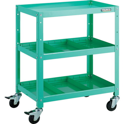 ■TRUSCO ツールワゴン ラビットワゴン 600X400 仕切2段付 ゴム車輪 ヤンググリーン RBW763S2YG(8183174)