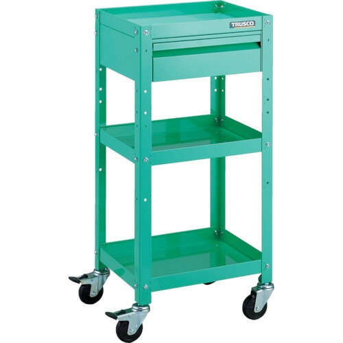 ■TRUSCO ツールワゴン ラビットワゴン 400X350 引出1段付 ゴム車輪 ヤンググリーン RBW943VYG(8183208)