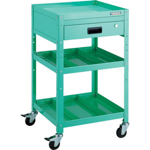 ■TRUSCO ツールワゴン ラビットワゴン 500X500 引出1段 仕切2段付 ヤンググリーン RBW953S2VYG(8183212)