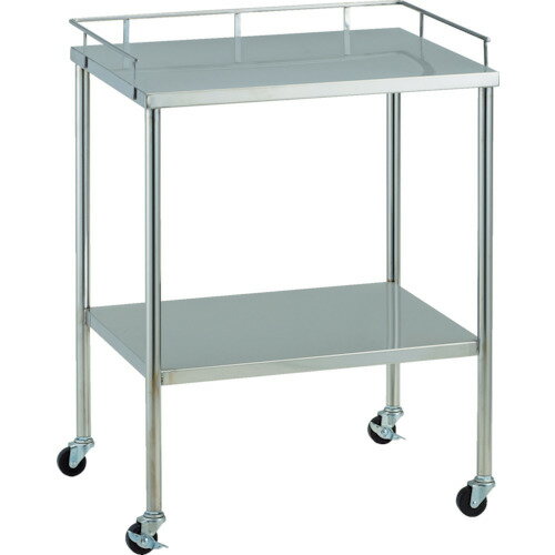 ■TRUSCO ステンレスワゴン SUS304ワゴン 上段3方手摺付き 450X300 SCW3A(8189444)[法人・事業所限定][..