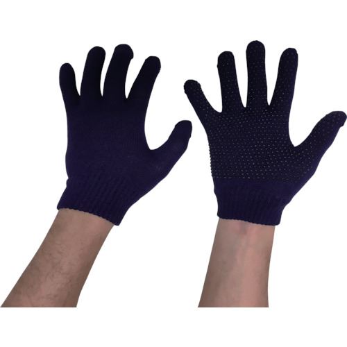 ■勝星 のびのび滑り止め手袋 紺 371514(8200001)×5[送料別途お見積り][法人限定][掲外取寄]