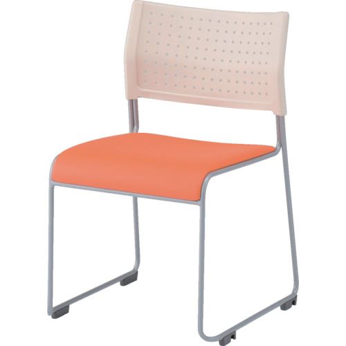 Meeting Chairs - ■アイリスチトセ ミーティングチェア LTS-110-V ホワイト/オレンジ LTS110VOG(8206587)×4[送料別途見積り][法人・事業所限定][掲外取寄]