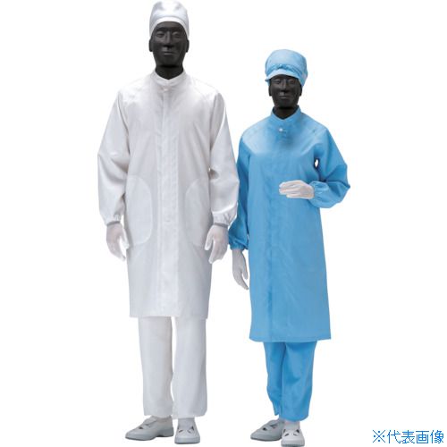 ■ミドリ安全 男女共用コート クリーンウェア ブルー L C3560BL(8259011)