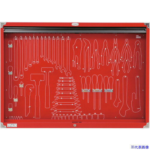 ■TONE 整備用工具セット シャッター付きサービスボード 間口1086×奥行124×高さ772mm セット内容:ボードのみ C635B(8292439)[送料別途お見積り][法人限定]