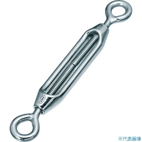 オレンジブック トラスコ中山　TRUSCO水本 ステンレス 枠式ターンバックル(アイ＆アイ) 捻子径2分 使用荷重1.96kN 〔品番:B388〕[ 注番:8491003]特長●ステンレス製で錆びにくく、耐久性に優れます。●枠を回転させると、ゆるめたり締めたりすることができます。用途●ワイヤロープの張り具合の調節に。仕様●使用荷重(kN)：1.96●ねじ径：W-1/4●L(mm)：90●A(mm)：45●W(mm)：19●B(mm)：74●d(mm)：10●D(mm)：5.5●L1(mm)：150●L2(mm)：205仕様2材質/仕上●ステンレス(SUS304)●仕上げ：バレル研磨仕上げセット内容/付属品注意原産国（名称）台湾JANコード4982970401963本体質量98gオレンジブック トラスコ中山　TRUSCO水本 ステンレス 枠式ターンバックル(アイ＆アイ) 捻子径2分 使用荷重1.96kN 〔品番:B388〕[注番:8491003][本体質量：98g]《包装時基本サイズ：260×55×25》〔包装時質量：98g〕分類》金物・建築資材》建築金物》荷役金具☆納期情報：仕入れ先通常在庫品 (欠品の場合有り)