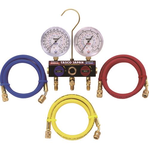 オレンジブック トラスコ中山　TRUSCOタスコ R407C・R40Aマニホールドキット 〔品番:TA124W〕[ 注番:8520972]特長●ボールバルブ式ハンドルを使用しており、開閉がスムーズにおこなえます。用途●R407C・R404A・R134a空調機器サービスに。仕様●圧力計(Mpa)：-0.1〜3.8●連成計(Mpa)：-0.1〜1.8MPa仕様2●チャージホース：赤・青・黄(92cm)●ケース付材質/仕上セット内容/付属品●チャージングホース3本●ケース注意原産国（名称）日本JANコード4528422221255本体質量3.1gオレンジブック トラスコ中山　TRUSCOタスコ R407C・R40Aマニホールドキット 〔品番:TA124W〕[注番:8520972][本体質量：3.1g]《包装時基本サイズ：300×420×100》〔包装時質量：3100g〕分類》手作業工具》水道・空調配管用工具》マニホールド☆納期情報：メーカー取り寄品（弊社より発送）