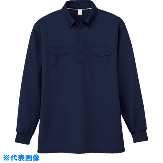 ■コーコス 長袖BDポロシャツAS−558 1 ネイビー L AS5581L(8542859)[送料別途お見積り][法人限定][掲外..