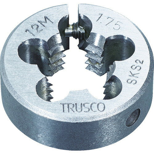 オレンジブック トラスコ中山　TRUSCOTRUSCO 丸ダイス SKS 並目 50径 10X1.5 〔品番:T50D10X1.5〕[ 注番:8549502]特長●調整ねじ付なので、寸法の調整ができます。●ねじ山を修正する時にも使用できます。用途●被削材:鉄、軽金属。●おねじ加工用。仕様●呼び寸法：M10●ピッチ(mm)：1.5●外径(mm)：50●厚さ(mm)：16●加工ねじ：メートルねじ仕様2材質/仕上●低合金鋼（SKS2）セット内容/付属品注意●ステンレス製のねじ類には、使用できません。●提供不可：chemSHERPA、SDS原産国（名称）日本JANコード4989999509892本体質量150gオレンジブック トラスコ中山　TRUSCOTRUSCO 丸ダイス SKS 並目 50径 10X1.5 〔品番:T50D10X1.5〕[注番:8549502][本体質量：150g]《包装時基本サイズ：55×55×25》〔包装時質量：150g〕分類》切削工具》ねじ切り工具》ダイス☆納期情報：仕入れ先通常在庫品 (欠品の場合有り)