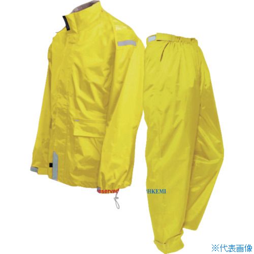 オレンジブック トラスコ中山　TRUSCOトオケミ レインスーツ 新・AMAYADORI イエロー4L 〔品番:4610Y4L〕[ 注番:8551635]特長●トオケミ代表ブランド「アマヤドリ」の性能をさらにアップさせ、装備を充実させたレインスーツです。●表生地はテフロンコーティングを施した、耐水圧20,000mmのワンランク上の撥水耐久性能です。●レインスーツ内側は抗菌防臭＋吸湿速乾メッシュのため、蒸れ臭や雑菌の繁殖を防ぎ、衣服内を清潔に保ちます。用途●雨天時の屋外での作業に。●雨天時のスポーツ、アウトドア、通勤通学、ワーキングなどあらゆる場面に。仕様●色：イエロー●サイズ：4L●身長(cm)：180〜190●胸囲(cm)：120〜128●ウエスト(cm)：108〜116●股下(cm)：83●着丈(cm)：84●適合身長(cm)：180〜190●胸幅(cm)：69●裄丈(cm）：95仕様2●耐水圧：20000mm●上下組レインスーツ●ジャケットパンツともメッシュ付（抗菌防臭仕様）●雨をしっかりと弾く表生地テフロン加工●襟裏収納＋ファスナー着脱式フード●ムレを低減する背中ベンチレーション機能（ファスナーで開閉可能）●手首からの雨の浸入を防ぐ二重袖（ゴム＋マジックベルト）●夜間の安全性UP、背中部分に反射素材付●パンツ 脱ぎ着しやすいフロントジップ（前開き）●パンツ ウエスト絞り調整＋裾マジックベルト調整材質/仕上●表地：ポリエステル(PVC高弾性樹脂ラミネート)●裏地：ポリエステル100%（メッシュ）セット内容/付属品注意●ドライクリーニング、洗濯機洗いはお避け下さい。●サイズは、仕様変更等により、多少前後の誤差が生じる場合がございますので、ご了承ください。原産国（名称）中国JANコード4939212250766本体質量1400gオレンジブック トラスコ中山　TRUSCOトオケミ レインスーツ 新・AMAYADORI イエロー4L 〔品番:4610Y4L〕[注番:8551635][本体質量：1400g]《包装時基本サイズ：240×40×330》〔包装時質量：1kg〕分類》保護具》作業服》雨具☆納期情報：メーカー取り寄品（弊社より発送）