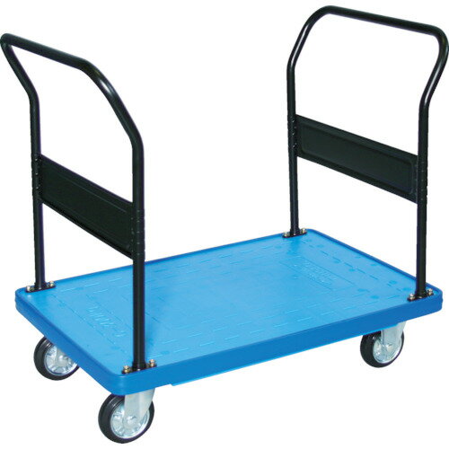■TRUSCO MKP樹脂製台車 両袖ハンドル 716×436 ブルー MKP153B(8555501)[法人限定][直送元]