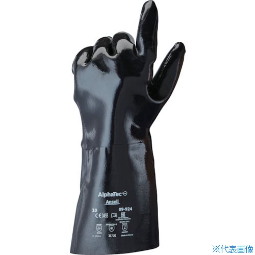 オレンジブック トラスコ中山　TRUSCOAnsell 【売切廃番】耐切創・耐薬品手袋 アルファテック 09−924 XLサイズ 〔品番:09924〕[ 注番:8580703]特長●JIS T 8116適合品です。●油、酸、アルコール、腐食剤、溶剤などから手を守ります。用途●化学薬品の取り扱いに。●機械設備を使用する作業に。仕様●色：ブラック●サイズ：XL●全長(cm)：35.0●手のひら周り(cm)：27.0●中指長さ(cm)：8.6●厚さ(mm)：1.7●EN ISO 374-1:2016規格：Type A - AKLMPT仕様2●EN388:2016規格：耐摩耗レベル3、耐切創レベル1、耐引裂レベル2、耐突刺レベル1、EN ISO耐切創レベルB●ASTM F 739(JIS T 8116)試験データあり●AQL(合格品質水準)：0.65●接触温度：100℃≦15s材質/仕上●表：ネオプレンゴム●裏：綿セット内容/付属品注意原産国（名称）スリランカJANコード本体質量500gオレンジブック トラスコ中山　TRUSCOAnsell 【売切廃番】耐切創・耐薬品手袋 アルファテック 09−924 XLサイズ 〔品番:09924〕[注番:8580703][本体質量：500g]《包装時基本サイズ：358×281×57》〔包装時質量：288g〕分類》保護具》作業手袋》耐薬品・耐溶剤手袋☆納期情報：仕入れ先通常在庫品 (欠品の場合有り)