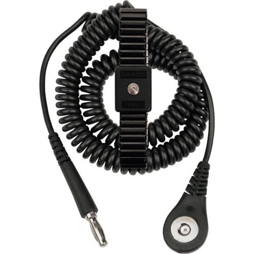 ■DESCO プレミアム金属製リストストラップ M コード長さ1.83m 09087(8590152)[送料別途お見積り][法人限定][掲外取寄]