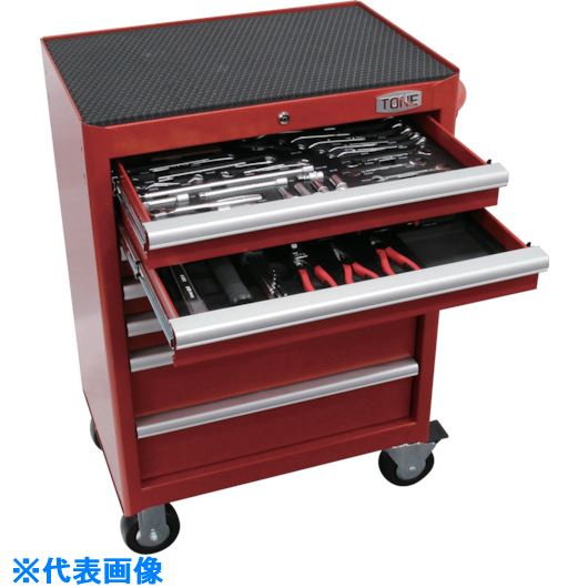 ■TONE 整備用工具セット ツールキャビネットセット レッド 63点セット 差込角9.5mm TCA312(8642880)[送..