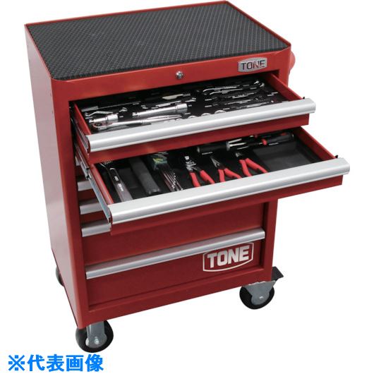 Tool Kits - ■TONE 整備用工具セット ツールキャビネットセット レッド 56点セット 差込角12.7mm TCA412(8642883)[送料別途お見積り][法人限定][掲外取寄]