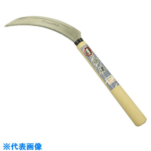 オレンジブック トラスコ中山　TRUSCO金象 宝長久 ステン 鋸鎌 〔品番:150899〕[ 注番:8682103]特長●刃先はステンレス刃物鋼を使用し、熱処理を施すことにより耐磨耗性に優れ、切れ味に優れています。用途●やわらかい草、稲の刈り取り作業。仕様●刃長(mm)：160●全長(mm)：330仕様2●柄部の長さ210mm材質/仕上●刃先　ステンレス　●柄部　天然木セット内容/付属品注意原産国（名称）中国JANコード4960517150895本体質量90gオレンジブック トラスコ中山　TRUSCO金象 宝長久 ステン 鋸鎌 〔品番:150899〕[注番:8682103][本体質量：90g]《包装時基本サイズ：25×105×330》分類》園芸用品》緑化用品》鎌☆納期情報：オレンジブック掲載以外でメーカー直送品【法人限定＝会社名ご記入お願い致します。】