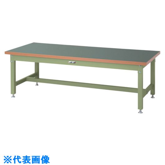 ■ヤマテック 重量作業台 ワークテーブル スーパータイプ 塩ビシート天板 W1500×D750×H600mm ヤマテックグリーン SSRL1575GG(8683365)[法人限定][外直送元]