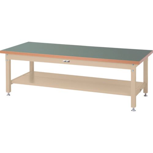 ■ヤマテック 重量作業台 ワークテーブル スーパータイプ 塩ビシート天板 半面棚板2枚付 W1800×D750×H600mm グリーン/ヤマテックアイボリー SSRL1875TTGI(8683376)[法人限定][外直送元]