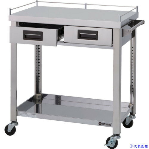 ■アズマ 3方コボレ止め・引出付ワゴン 2段 3GWGO2750H(8687672)[法人限定][外直送元]