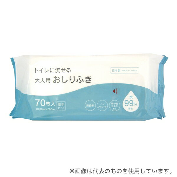 協和紙工 03-075 トイレに流せる大人用おしりふき 1袋(70枚入)