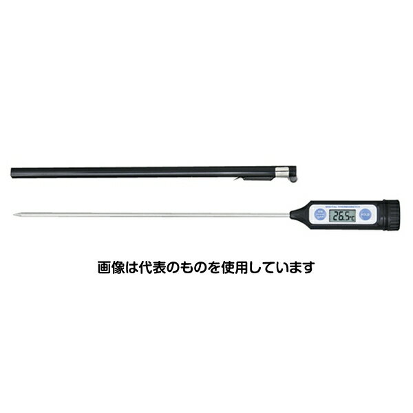 【アズワン AS ONE】分析・特殊機器 公害・環境機器 環境測定その他 ●防水仕様なので厨房など水回りの測定に ●食品中心温度計として ●オートパワーオフ機能 ●データホールド機能 商品の仕様 ●測定範囲：-50℃〜280℃ ●分解能：0.1℃ ●精度：±1℃(-19.9〜199.9℃)左記以外±2℃ ●電源：LR-44×1 ●電池寿命：約6ヶ月 ●サイズ：280(L)×22(H)×17(D)mm約30g、金属センサー部／3.5φ×200mm ●付属品：LR-44×1(本体内蔵) ●JANコード：4986702301415 【※ご注意ください】商品は代表の画像を使用しています。