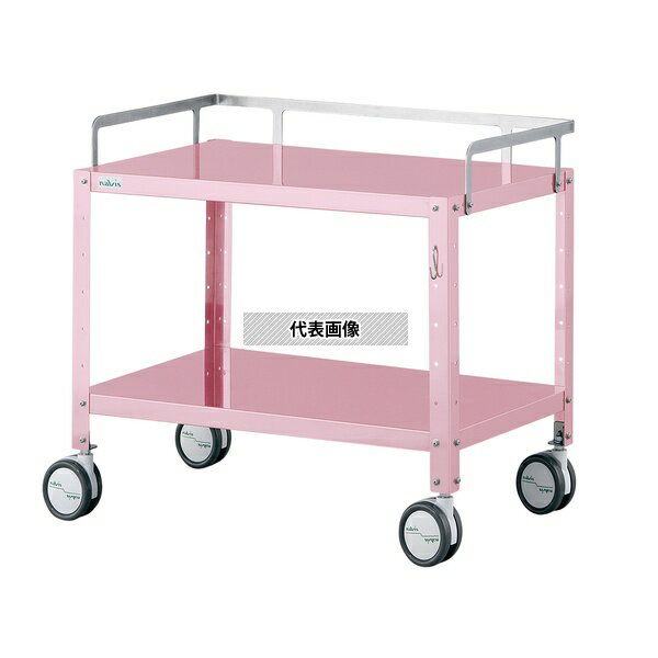 ナビス(アズワン) MCSWR-2PF ミニカラフルステンワゴン(フック付き・低床タイプ) レギュラー ピンク
