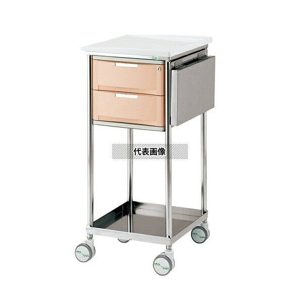 ナビス(アズワン) 2段BOX ピーチ ナビスメイト・トレイワゴン 補助天板付き