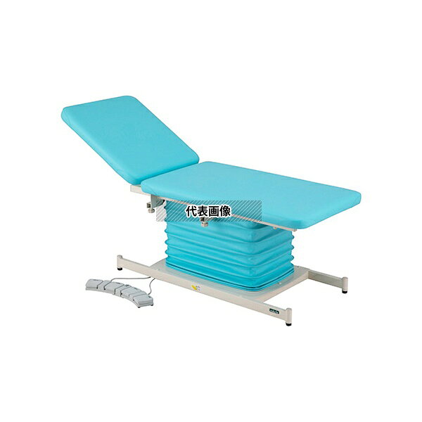 ナビス(アズワン) ATE-6518SB-BR カラフル電動診察台 背上げ付 650×1800mm スカイブルー [配送制限商品]