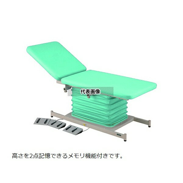 ナビス(アズワン) ATE-6519LG-BRM カラフル電動診察台 メモリ 背上げ付 650×1900mm ライムグリーン [配送制限商品]
